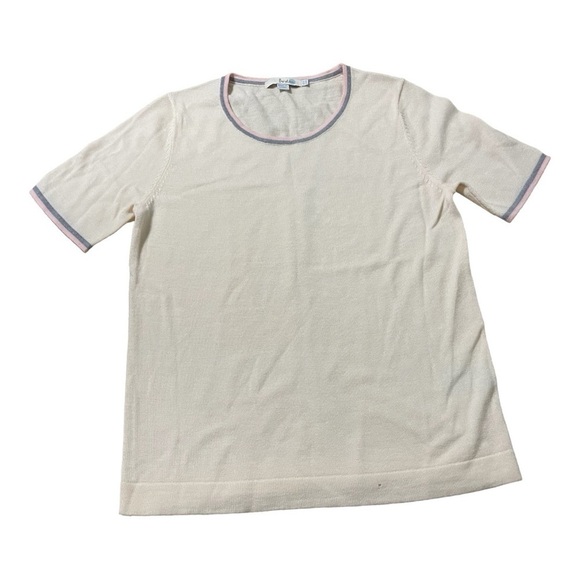 Boden Wool Sweater Womens Short Sleeve Pink Gray Minimalist Classic Top US 8 - Picture 4 of 14